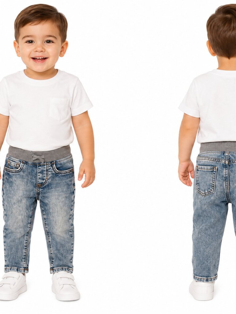 NATION WONDER BRAND Little Boy's Adjustable Waist Straight Leg Blue Jean - 2T